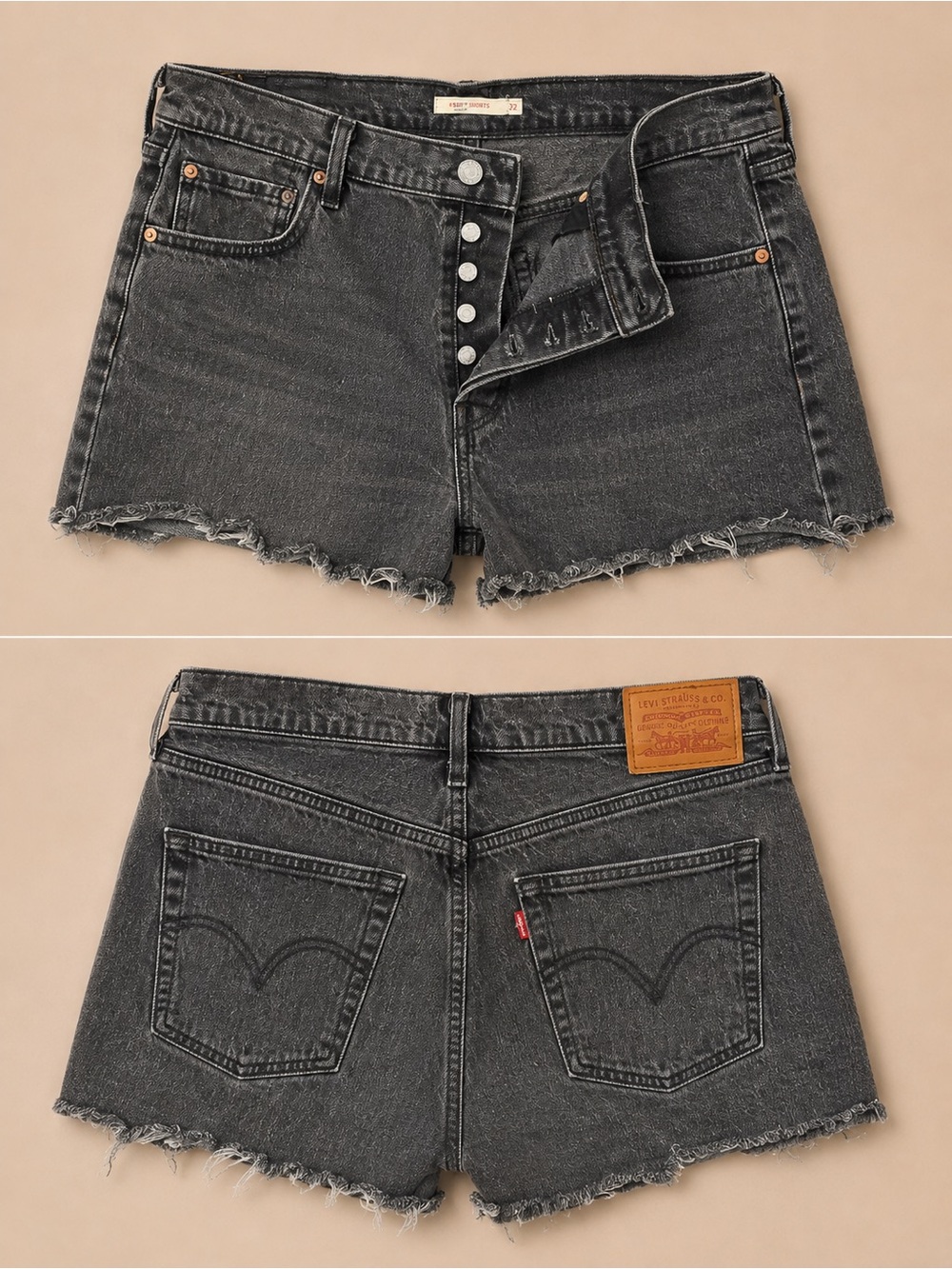Levi’s 501 Original High Rise Black Denim Cutoff Shorts Size 32